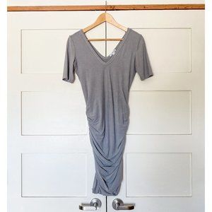 Gray James Perse V-Neck Ruched Jersey Dress